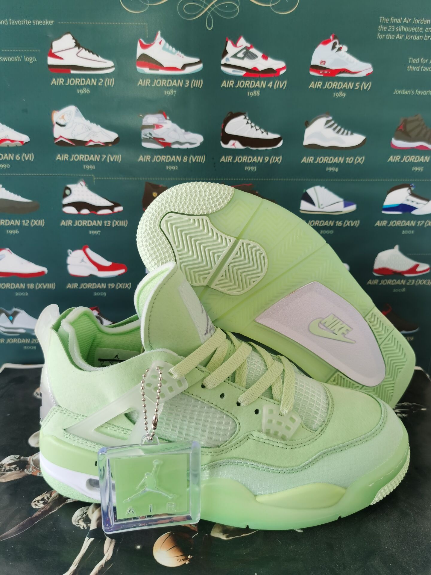 2020 Air Jordan 4 Union Green Lover Shoes - Click Image to Close